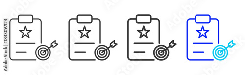 priority review icon set collection in creative outline style for business featuring thickness variations suitable for workflow assessment team performance pro visuals