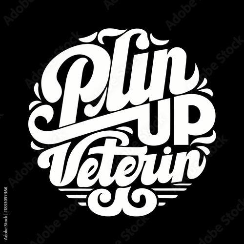 Classic pin up style veteran tribute lettering pin up lettering