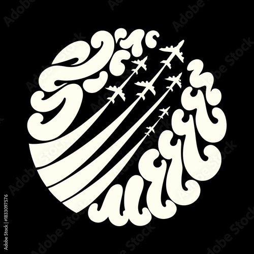 Cream colored airplanes flying in formation leaving trails