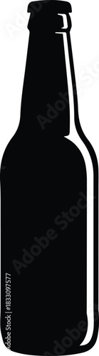 Minimalist black beer glass bottle silhouette vector icon