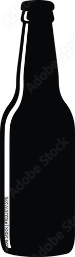 Minimalist black beer glass bottle silhouette vector icon