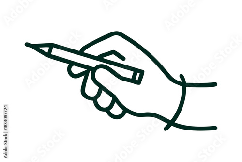 Hand holding pencil line art illustration design idea concept write
