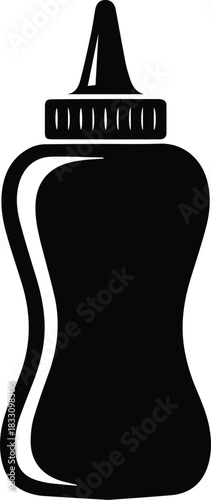 Minimalist black mustard squeeze bottle condiment silhouette vector icon