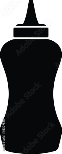 Minimalist black mustard squeeze bottle condiment silhouette vector icon