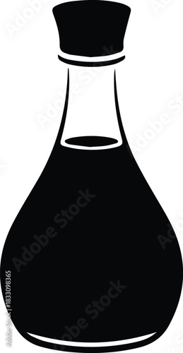 Minimalist black soy sauce bottle condiment silhouette vector icon