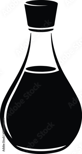 Minimalist black soy sauce bottle condiment silhouette vector icon