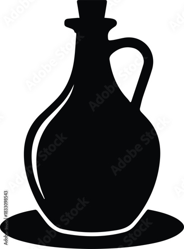 Minimalist black olive oil bottle cruet silhouette vector icon