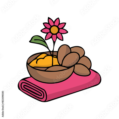 Relaxation and Wellness Spa Still Life with Flower and Towel