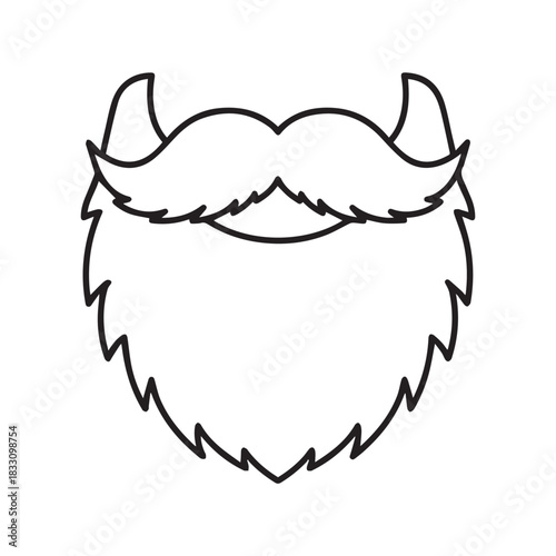 Minimalist horned demon beard silhouette illustration.
