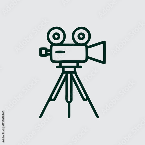 Retro Movie Camera Icon Vintage Film Production Equipment Illustration Symbol