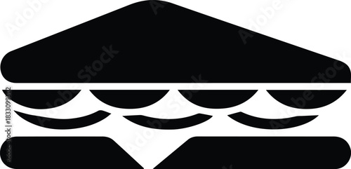 Minimalist black club sandwich snack silhouette vector icon