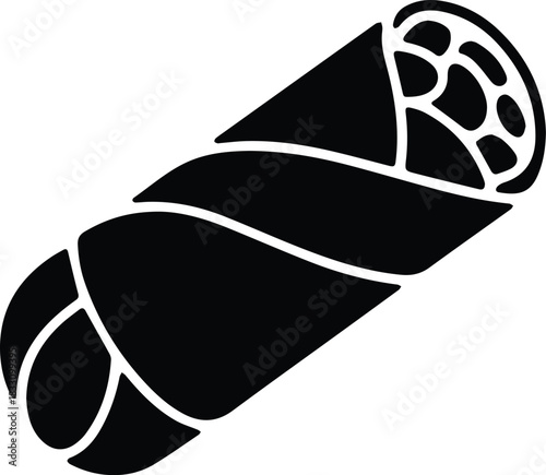 Minimalist black burrito wrap mexican food silhouette vector icon