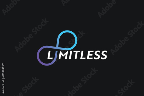 Limitless concept with infinity symbol and gradient colors on dark background