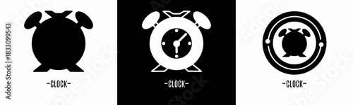 Clock logo set. Collection of black and white logos. Stock vector.
