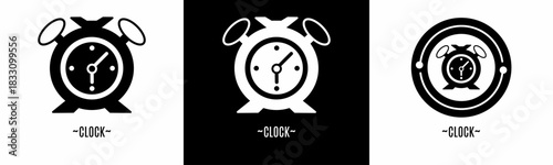 Clock logo set. Collection of black and white logos. Stock vector.