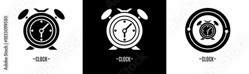 Clock logo set. Collection of black and white logos. Stock vector.