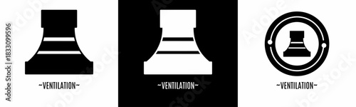 Ventilation logo set. Collection of black and white logos. Stock vector.