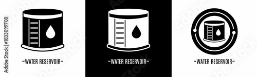 Water reservoir logo set. Collection of black and white logos. Stock vector.