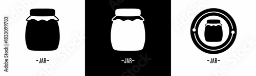 Jar logo set. Collection of black and white logos. Stock vector.