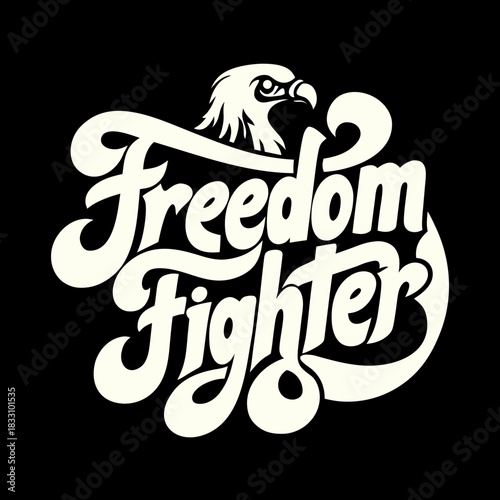 Cream Freedom Fighter Typography With Eagle Graphic