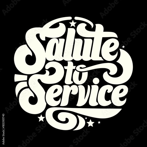 Cream salute to service text with stars on black lettering 1