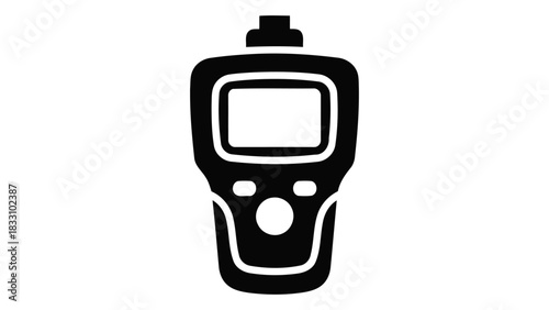 Black silhouette of a car diagnostic tool used for checking vehicle system health and troubleshooting