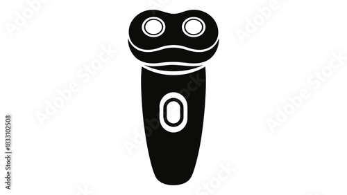 Modern black electric shaver with dual rotating heads for smooth facial hair removal on a white background