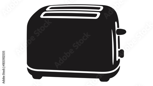 Modern black toaster with slots for toasting bread and browning bread with automated settings for breakfast