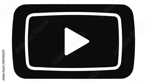 Modern car gps navigation unit displaying a play button symbol for multimedia or video playback functionality