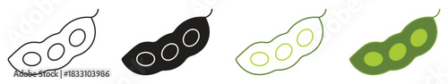 Soybeans icon set. Soybeans vegetable symbol, vector illustration.