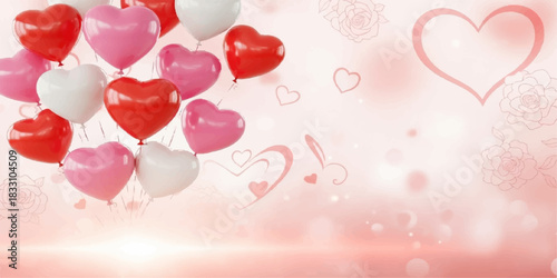 Pink heart background illustration for a romantic Valentine's Day card design
