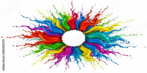 Abstract watercolor splash texture design with colorful ink spots and artistic paint splatters on a white background