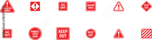 essential safety sign silhouettes including biohazard, restricted area, and caution symbols created for workplace safety documents and hazard communication needs.