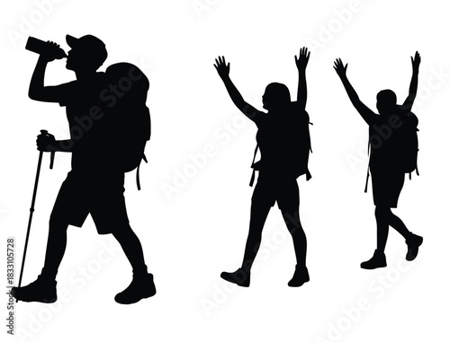 Hiker Silhouette Vector Set
