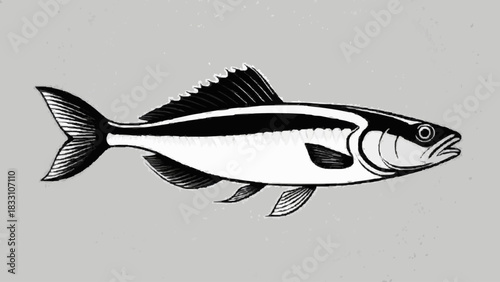 Vector illustration of a marine animal like tuna or salmon swimming in the ocean
