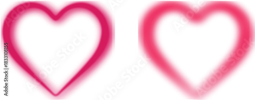 Bright neon heart border frame with pink, red, and purple glowing light effects — perfect for Valentine’s Day love-themed card decorations on a transparent background