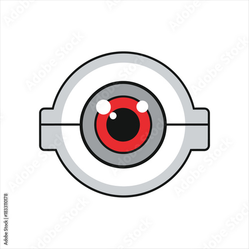 Robot Eye Vector Icon on White Background