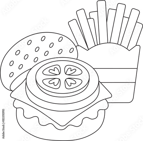 Delicious Fast Food Feast with Burger and Fries