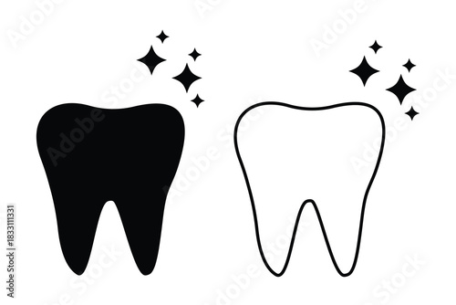 Tooth icon vector. Silhouette of tooth vector symbol. Dental clinic logo. Outline icon of healthy teeth for app, website UI, UX design. Vector illustration.