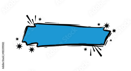 Vibrant blue comic book style burst banner with sparkling stars for text and graphics, perfect for announcements and promotions