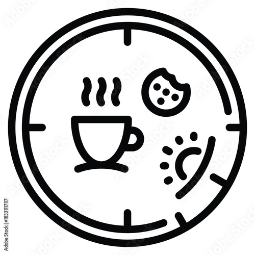 Afternoon Tea Sitting Icon Line Vector Illustration
