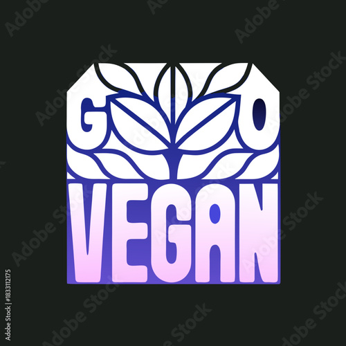 Go Vegan text with leaf design lettering typography 1