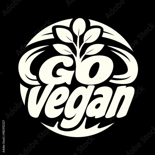 Go Vegan text with sprout graphic veganism plant based 1