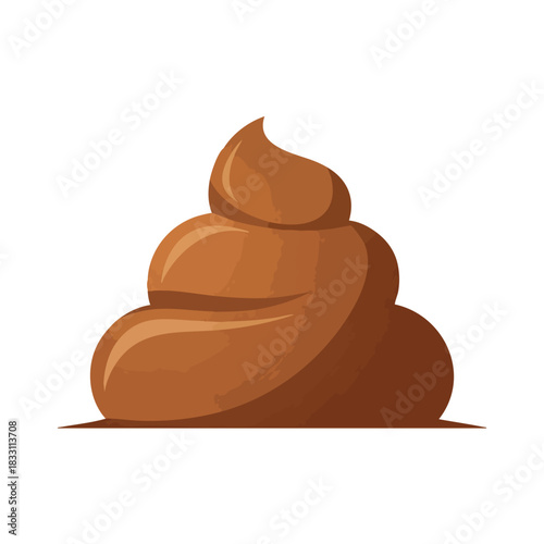 A stylized depiction of a pile of excrement rendered in a cartoonish brown hue against a stark white background, ideal for humorous or conceptual