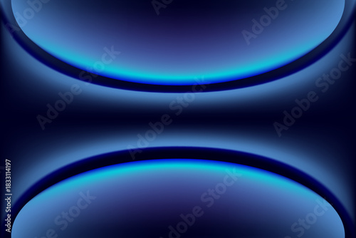 Horizontal Abstract Blue Gradient Background Symmetrical Cyber Glow Curves