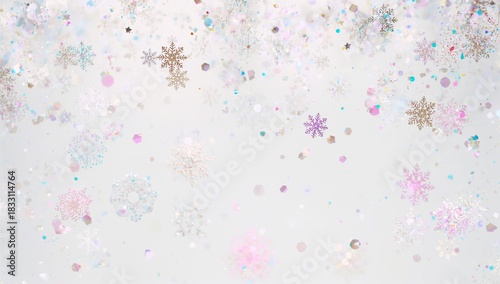 Soft Snowflakes Fall Gently in a Serene Winter Scene With Sparkling Blue Background