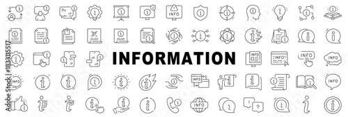 Information icons,, support, documents, website and mobile UI elements editable stroke