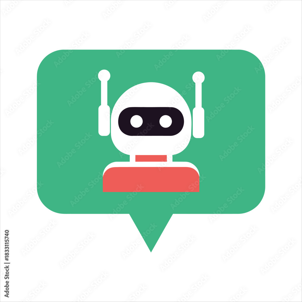 Fototapeta premium Chatbot Speech Bubble Vector Icon on White Background