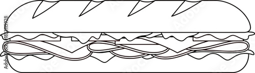 Delicious cartoon sandwich with ham salami cheese lettuce and tomato filling