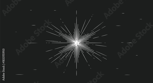 Abstract starburst design with radiating lines on a dark gray gradient backdrop